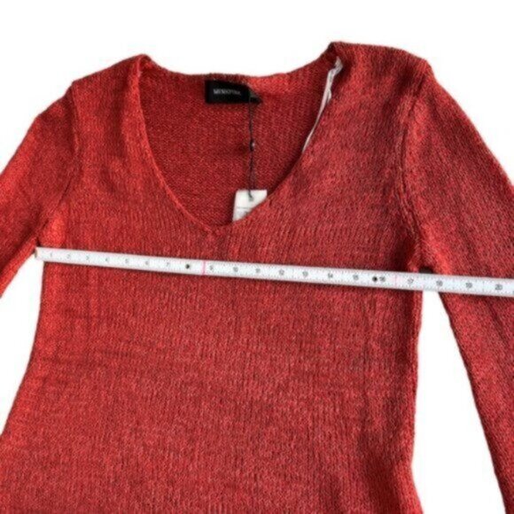 NWT MINKPINK | Burnt Orange Rust V-Neck Lauren Knit Sweater Size Small - Picture 6 of 8